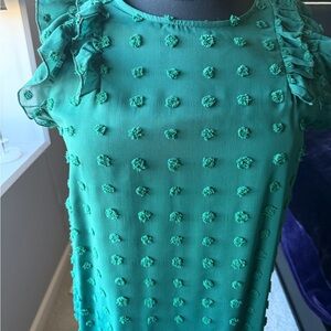 Green Textured Sleeveless Top